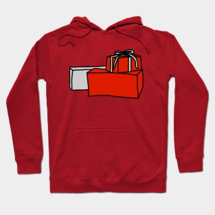 Two Red Gift boxes One Silver Gift Box for Christmas Hoodie